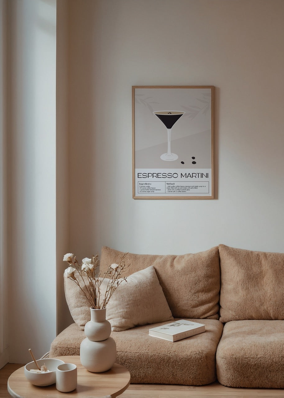 Stylish Espresso Martini art print showcasing a cocktail glass.