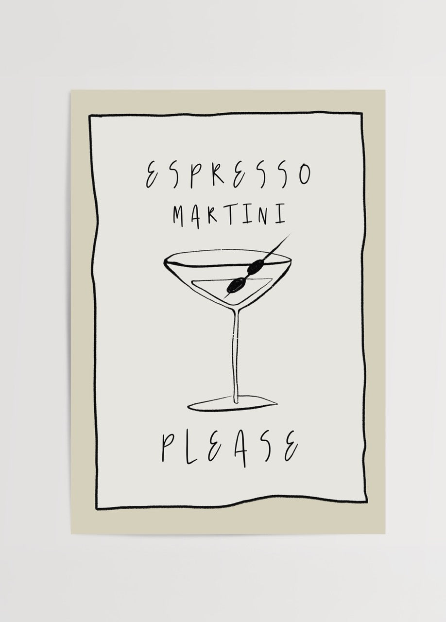 Illustration of an espresso martini in a minimalist style.
