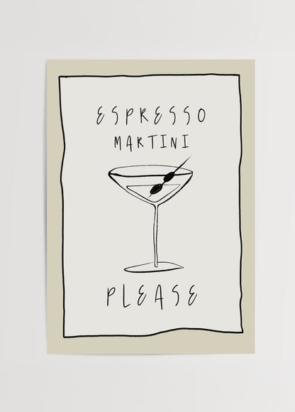 Illustration of an espresso martini in a minimalist style.