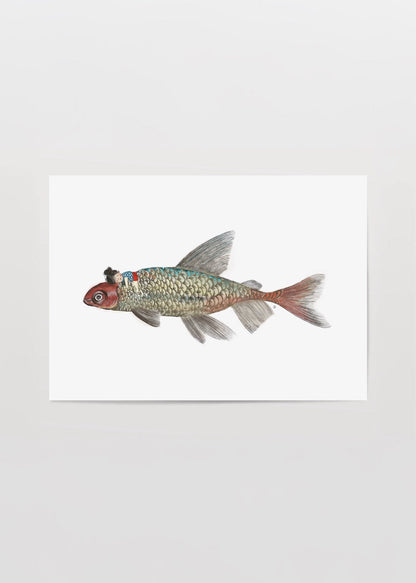 A whimsical illustration of a fish, perfect for wall art decor.