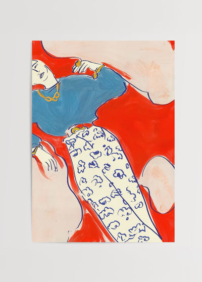 Red Flow Poster Print Floral Trousers Collection