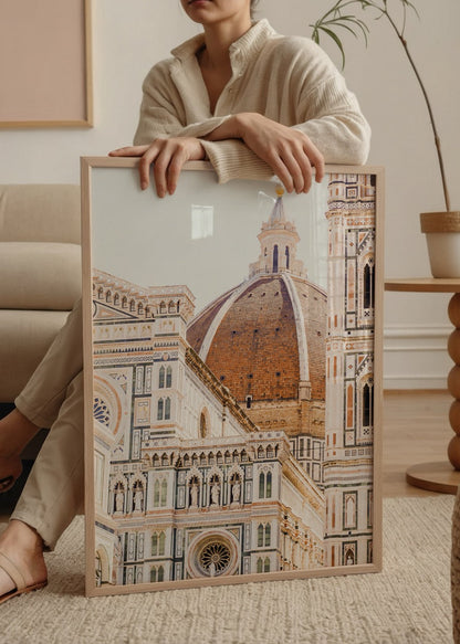 Detailed poster of Florence Cathedral showcasing its grand dome and intricate architecture.