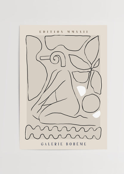 Abstract line art poster featuring elegant minimalist design.