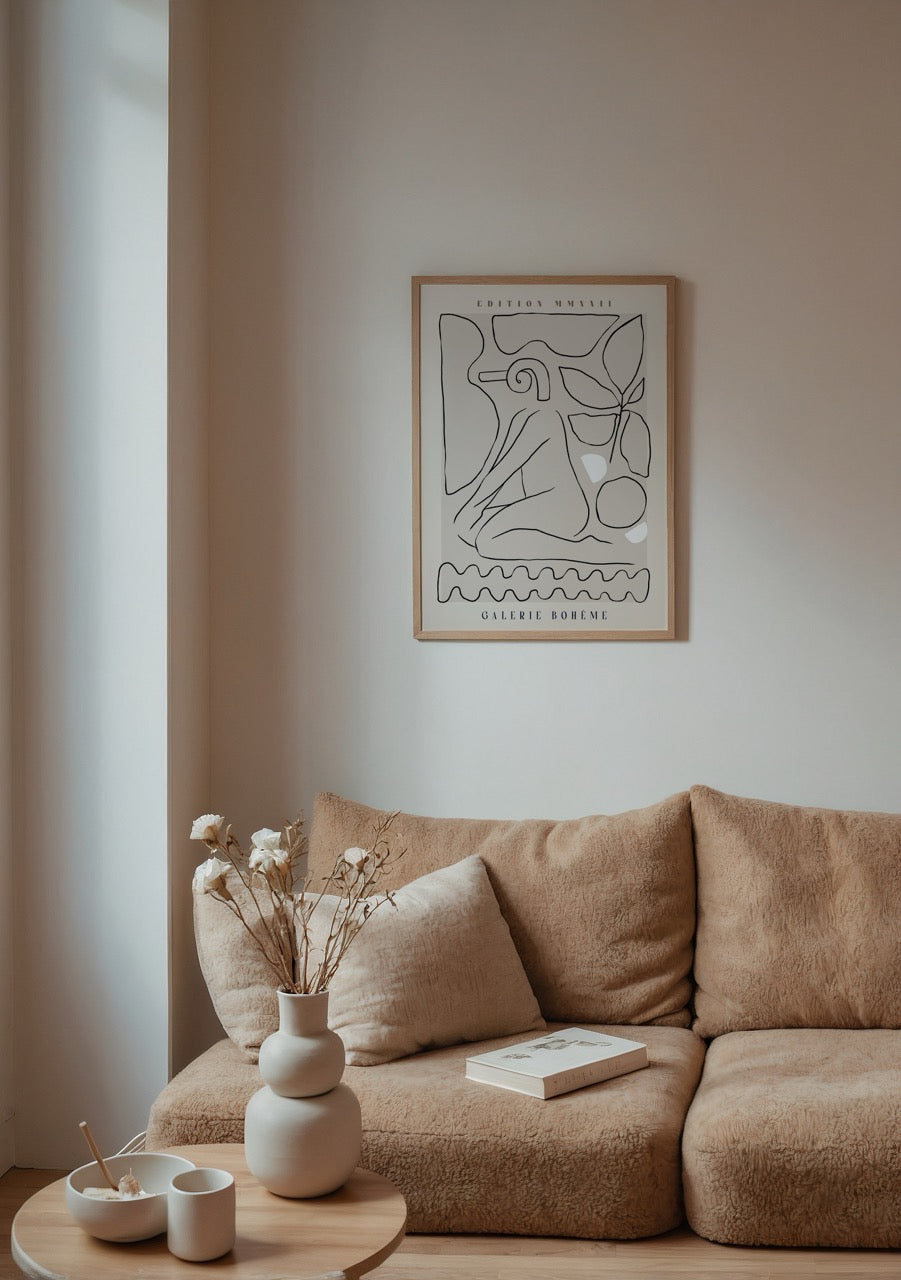 Abstract line art poster featuring elegant minimalist design.