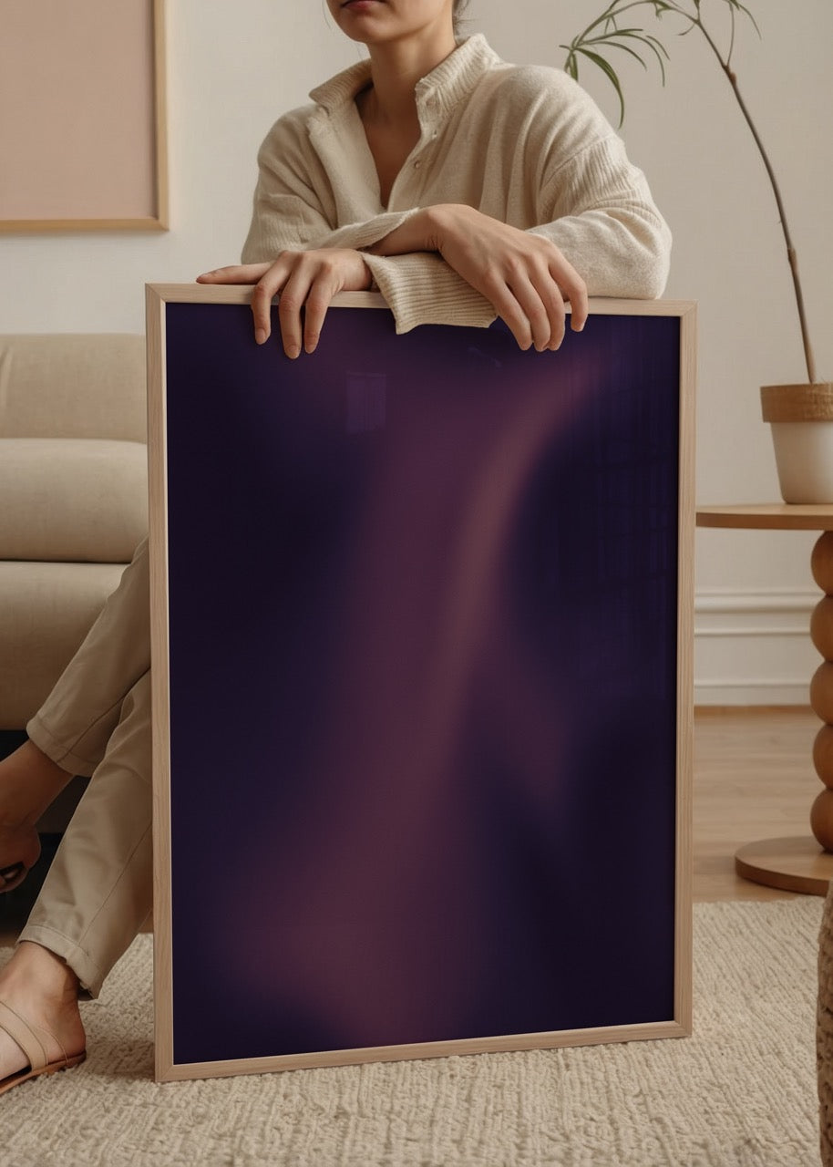Abstract design with fluid purple and blue tones for wall art.