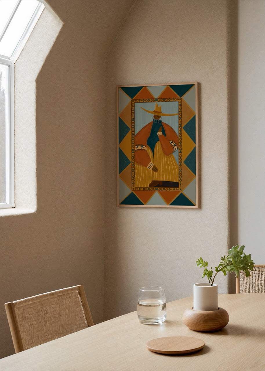 Geometric Dreams Poster Print featuring bold shapes and vibrant colours.