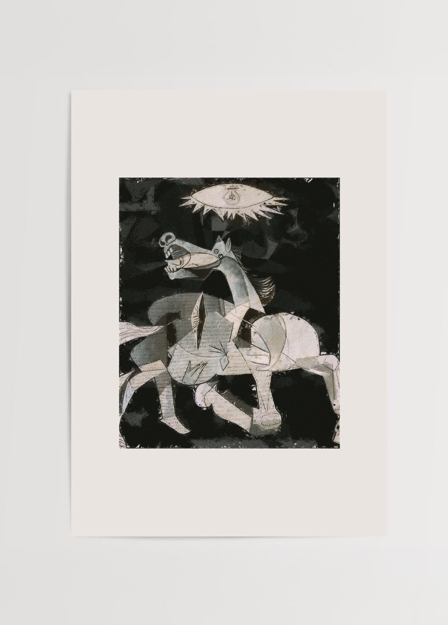 Dramatic equine scene wall art capturing tension and emotion.