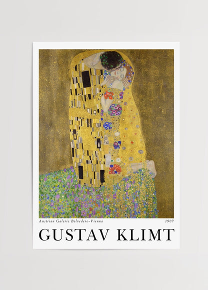 A stunning gold and vibrant artwork depicting an intimate embrace, perfect for enhancing any wall.