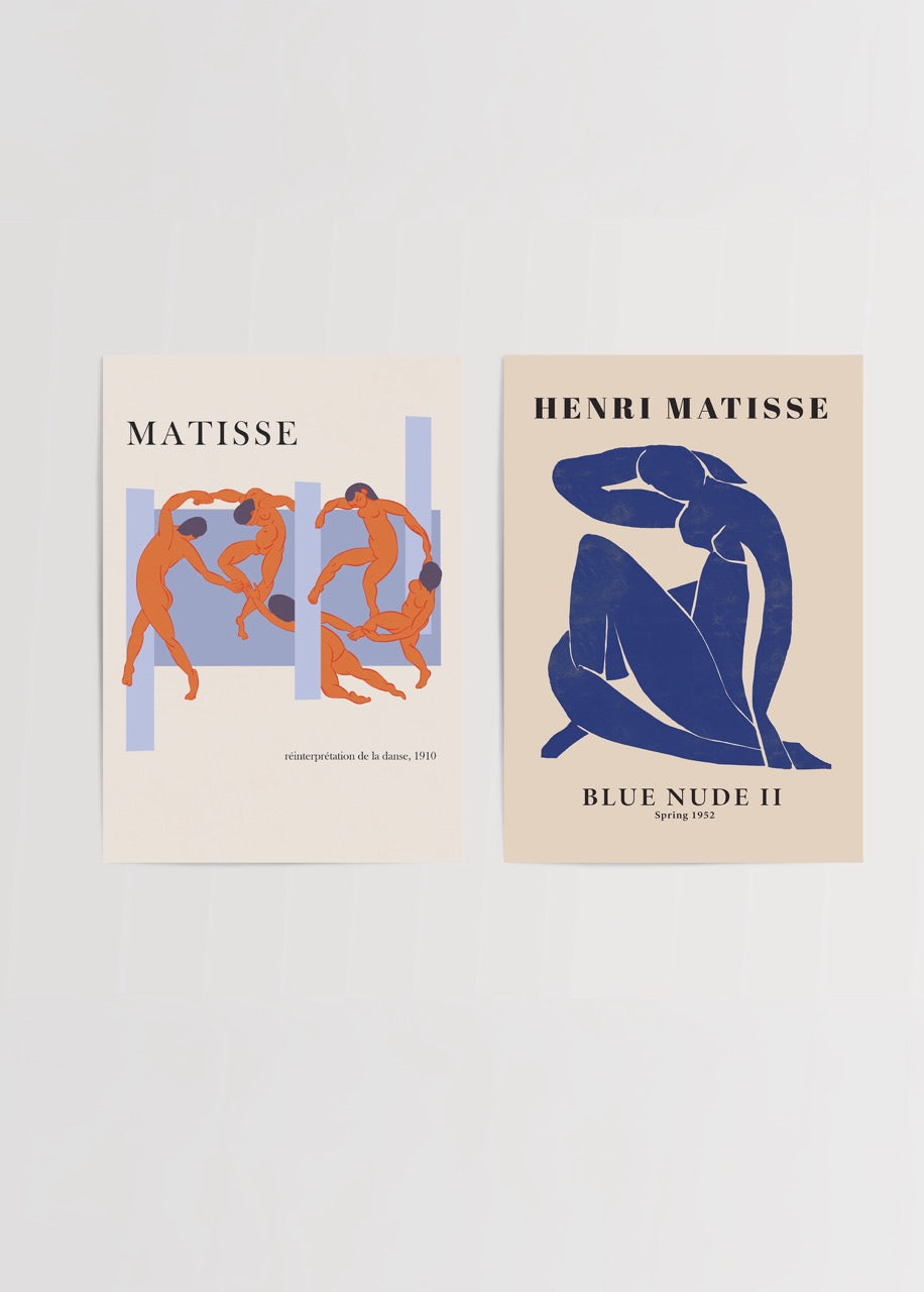 Dynamic Elegance Poster Set featuring vibrant abstract figures in bold colours.