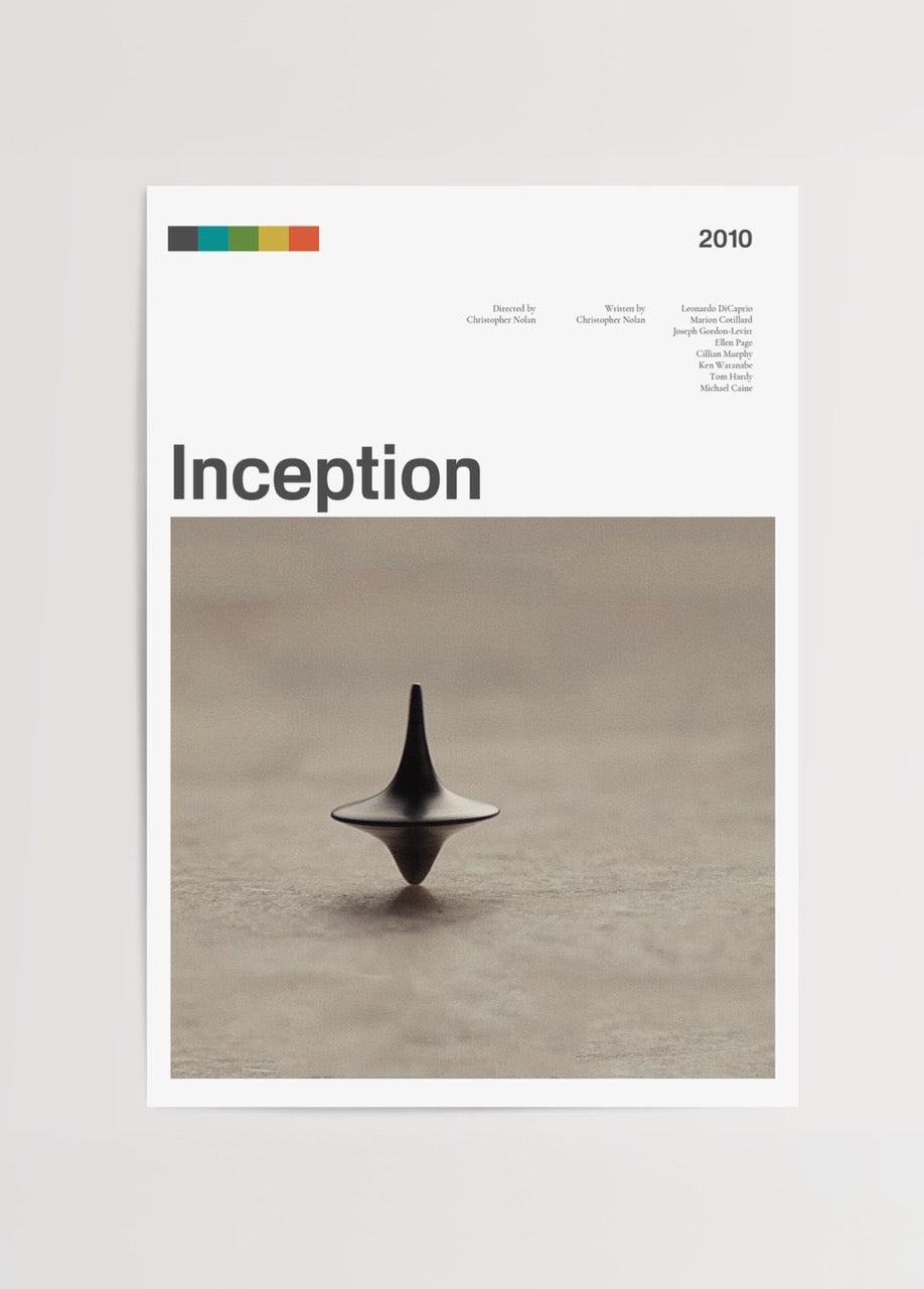 Minimalist wall art featuring a spinning top, symbolising dreams and reality.