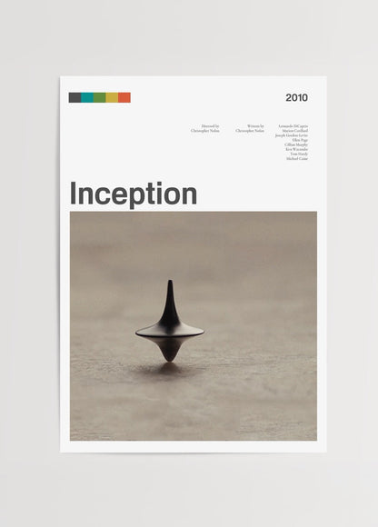 Minimalist wall art featuring a spinning top, symbolising dreams and reality.