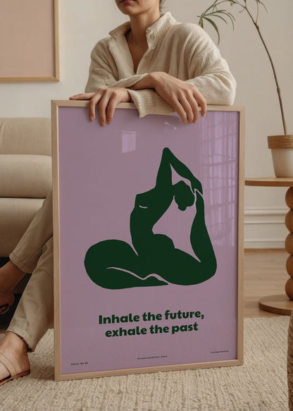 Minimalist poster featuring a green silhouette against a lavender background with the text &