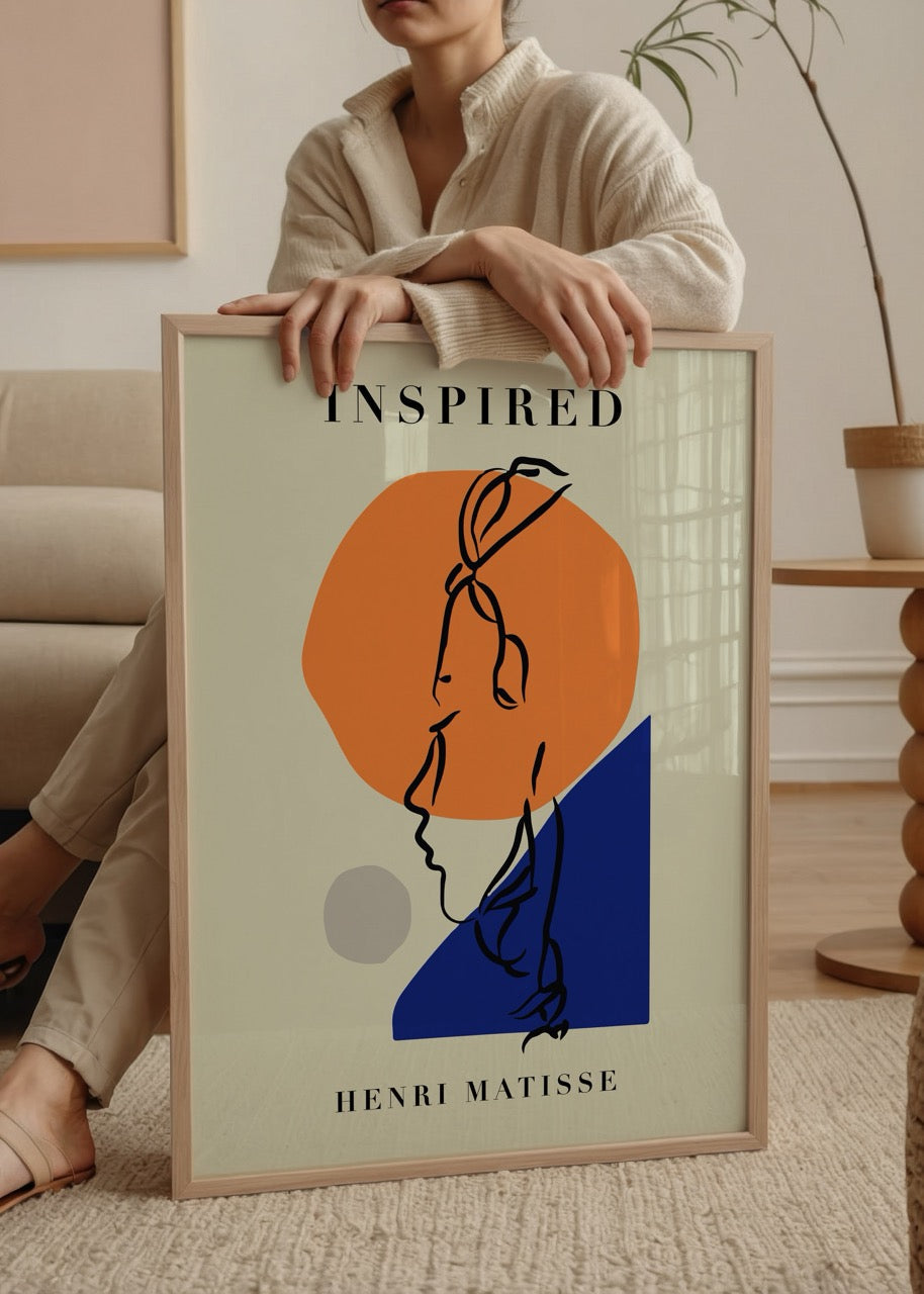 A vibrant silhouette poster featuring bold colours and minimalist lines, perfect for modern interiors.