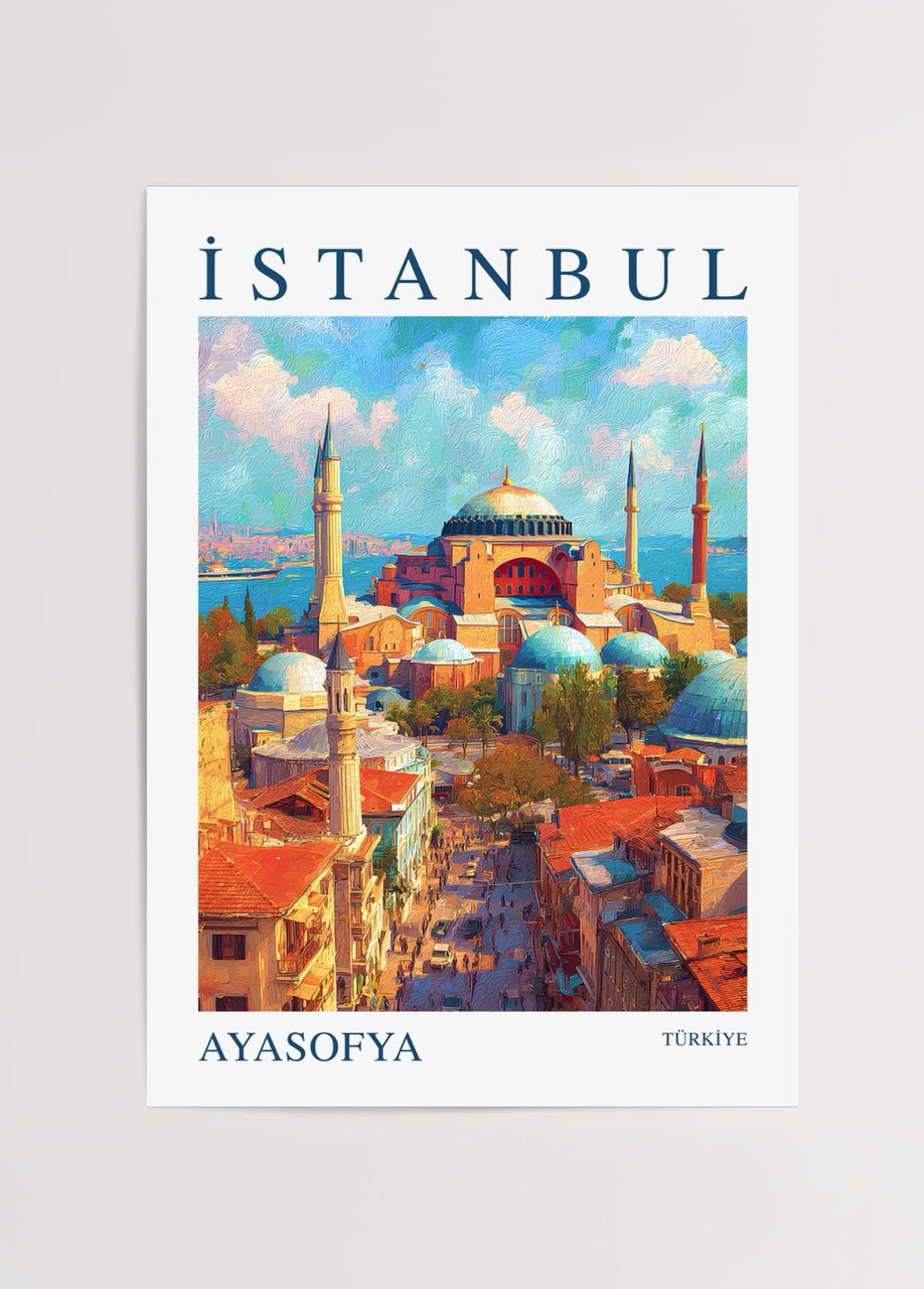 Vibrant Istanbul Hagia Sophia poster print showcasing the iconic landmark.