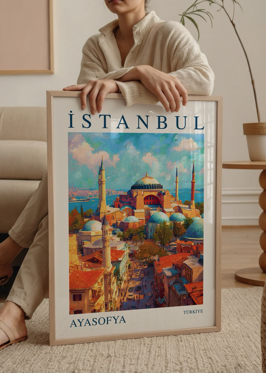 Vibrant Istanbul Hagia Sophia poster print showcasing the iconic landmark.