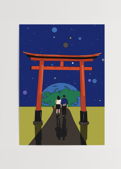 Japanese Torii Gate Illustration Poster Print