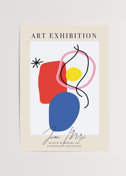 Colorful abstract poster featuring geometric shapes and vibrant colours.