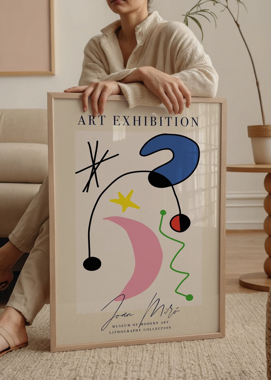 Abstract wall art featuring vibrant shapes and colours for modern interiors.