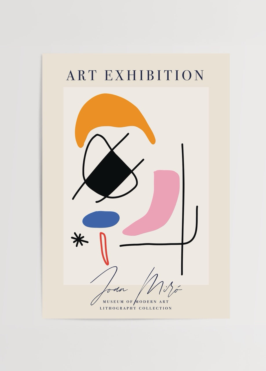 Colourful abstract lithographic art print featuring dynamic shapes.