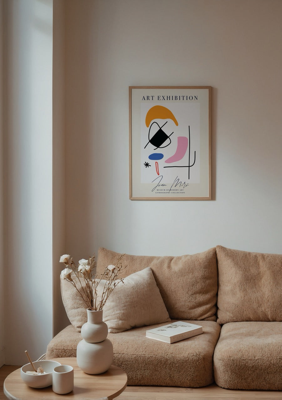 Colourful abstract lithographic art print featuring dynamic shapes.