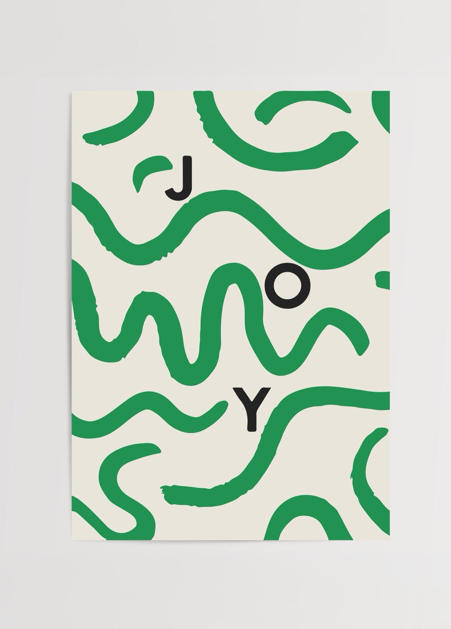 Vibrant typography artwork featuring green lines and bold letters spelling &