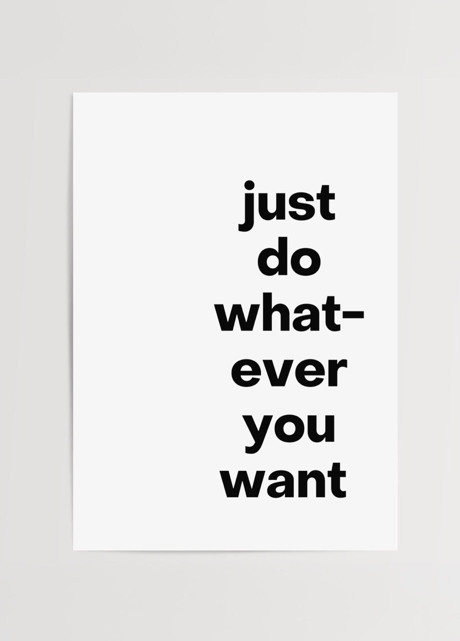 Bold black typography on white background poster reading &