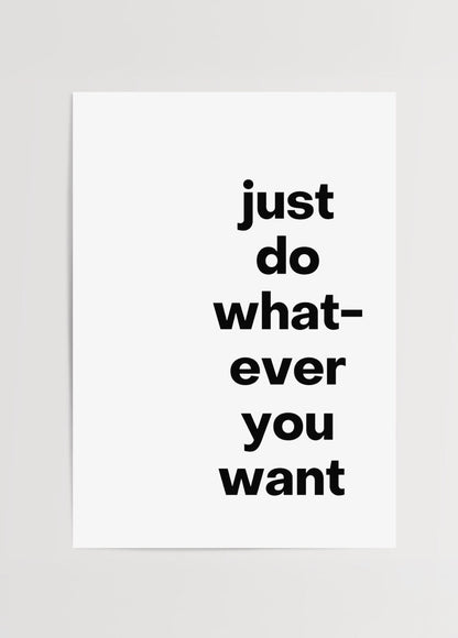 Bold black typography on white background poster reading &