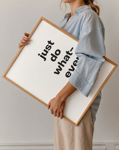 Bold black typography on white background poster reading &