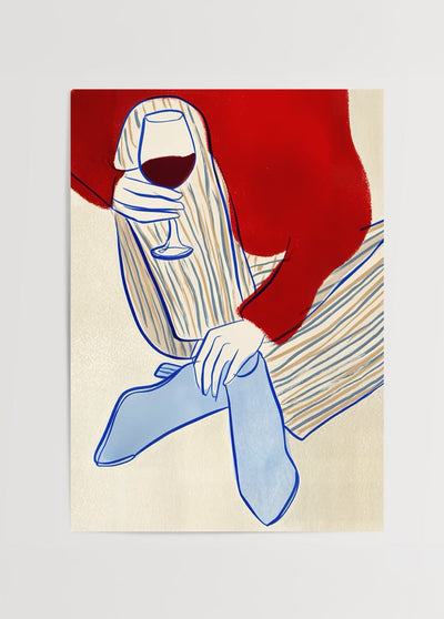 Poster Print of a Figure with a Glass