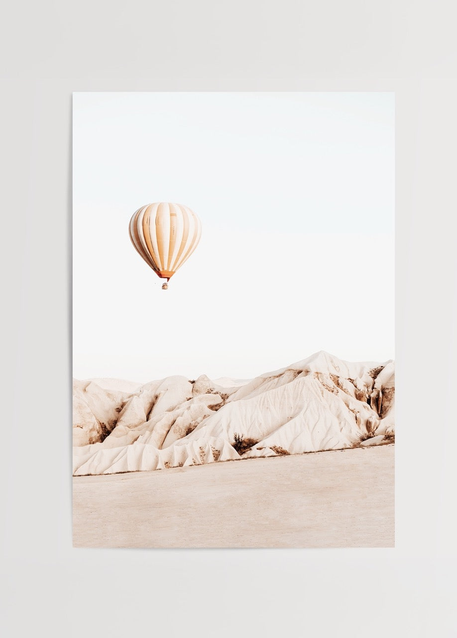 A serene hot air balloon over Cappadocia&