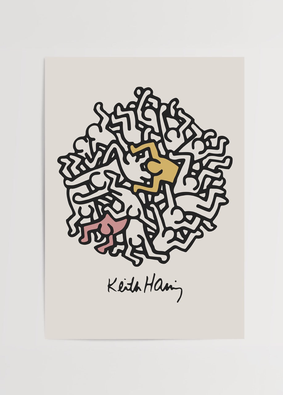 Vibrant poster depicting dynamic figures in motion, ideal for wall decor.