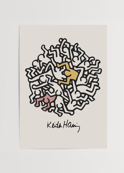 Vibrant poster depicting dynamic figures in motion, ideal for wall decor.