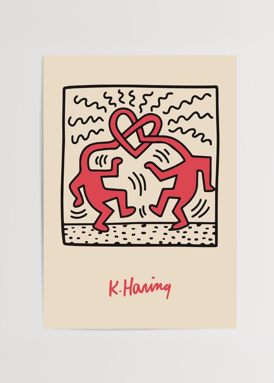 Keith Haring – Love Dance poster featuring playful figures and vibrant colours.
