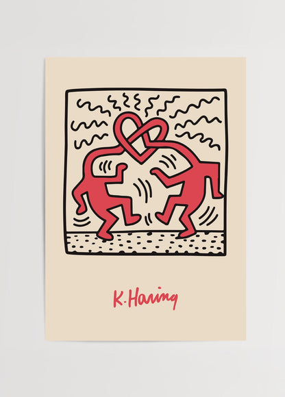 Keith Haring – Love Dance poster featuring playful figures and vibrant colours.