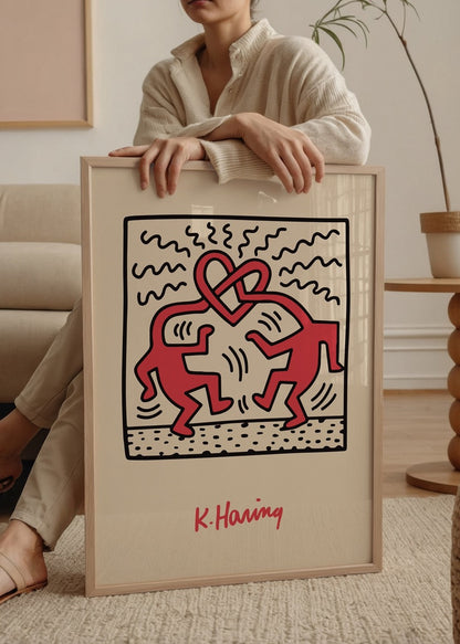 Keith Haring – Love Dance poster featuring playful figures and vibrant colours.