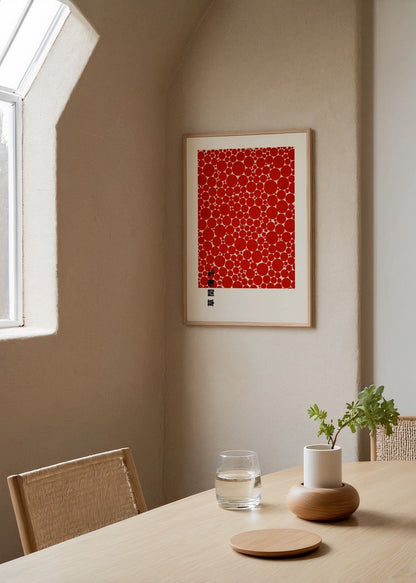 Crimson Circle Harmony wall art featuring vibrant red circles in a modern design.