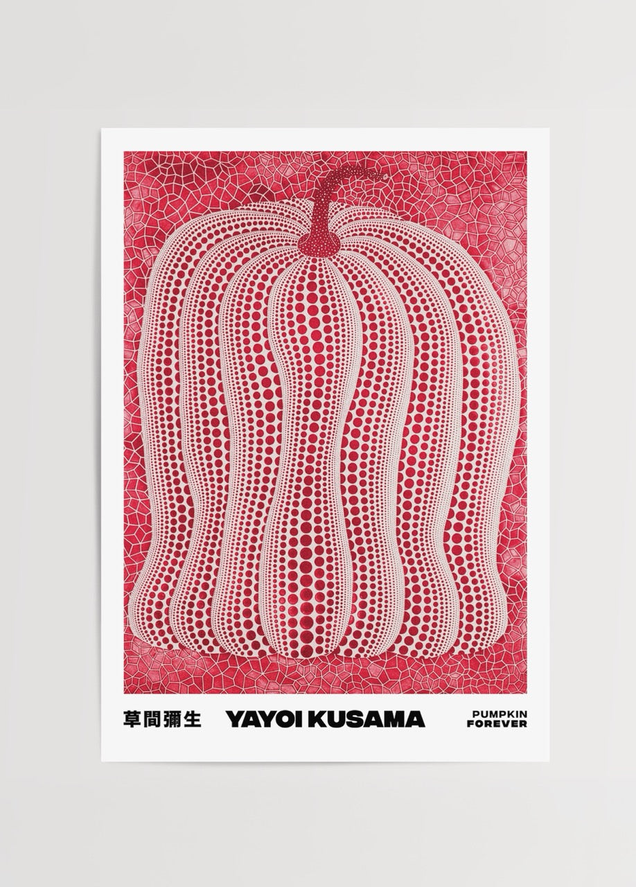 Timeless Pumpkin Reverie Wall Art with vibrant patterns in red and white.