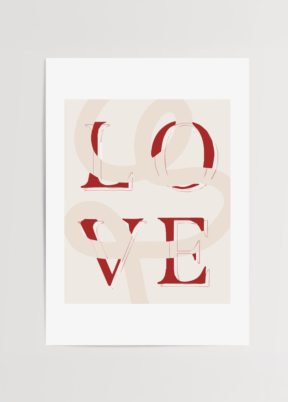 Elegant love typography wall art featuring bold letters.