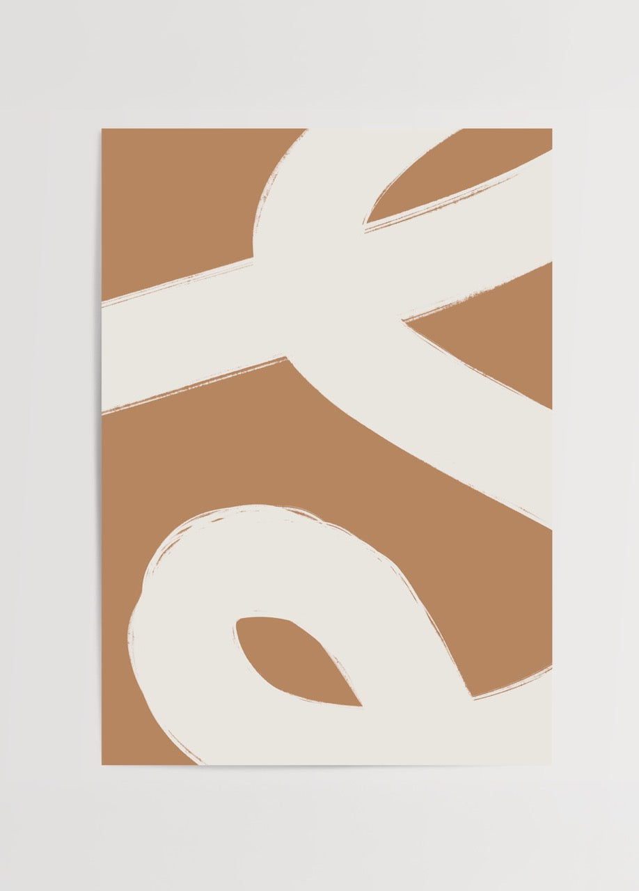 Curved Brushstroke Elegance Poster showcasing bold lines and warm tones for modern wall art.