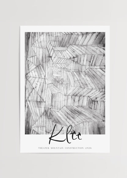 Klee - Theater Mountain Construction Poster featuring geometric forms in black and white.