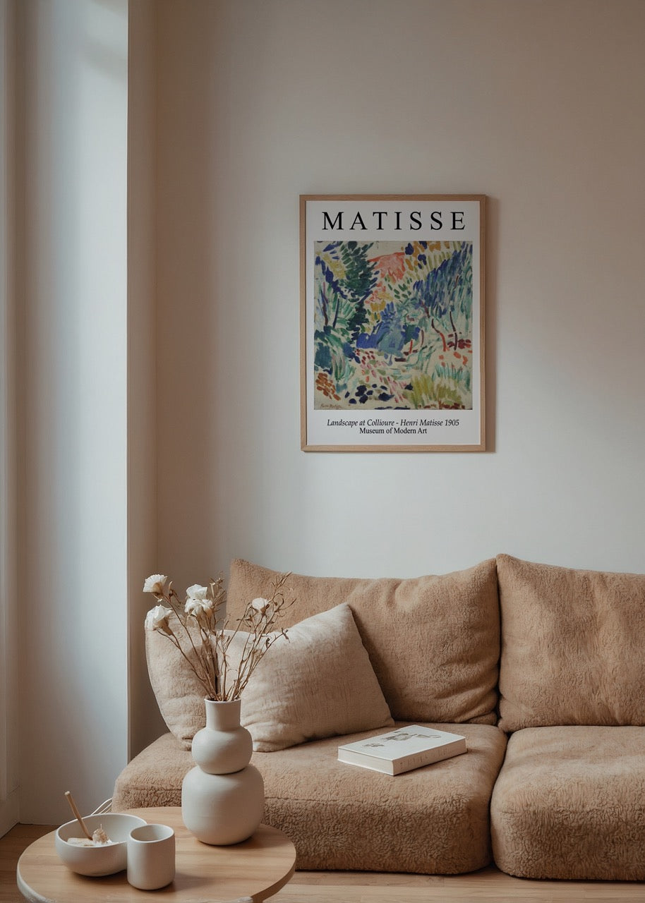 A vibrant coastal landscape with bold brushstrokes and rich colours.
