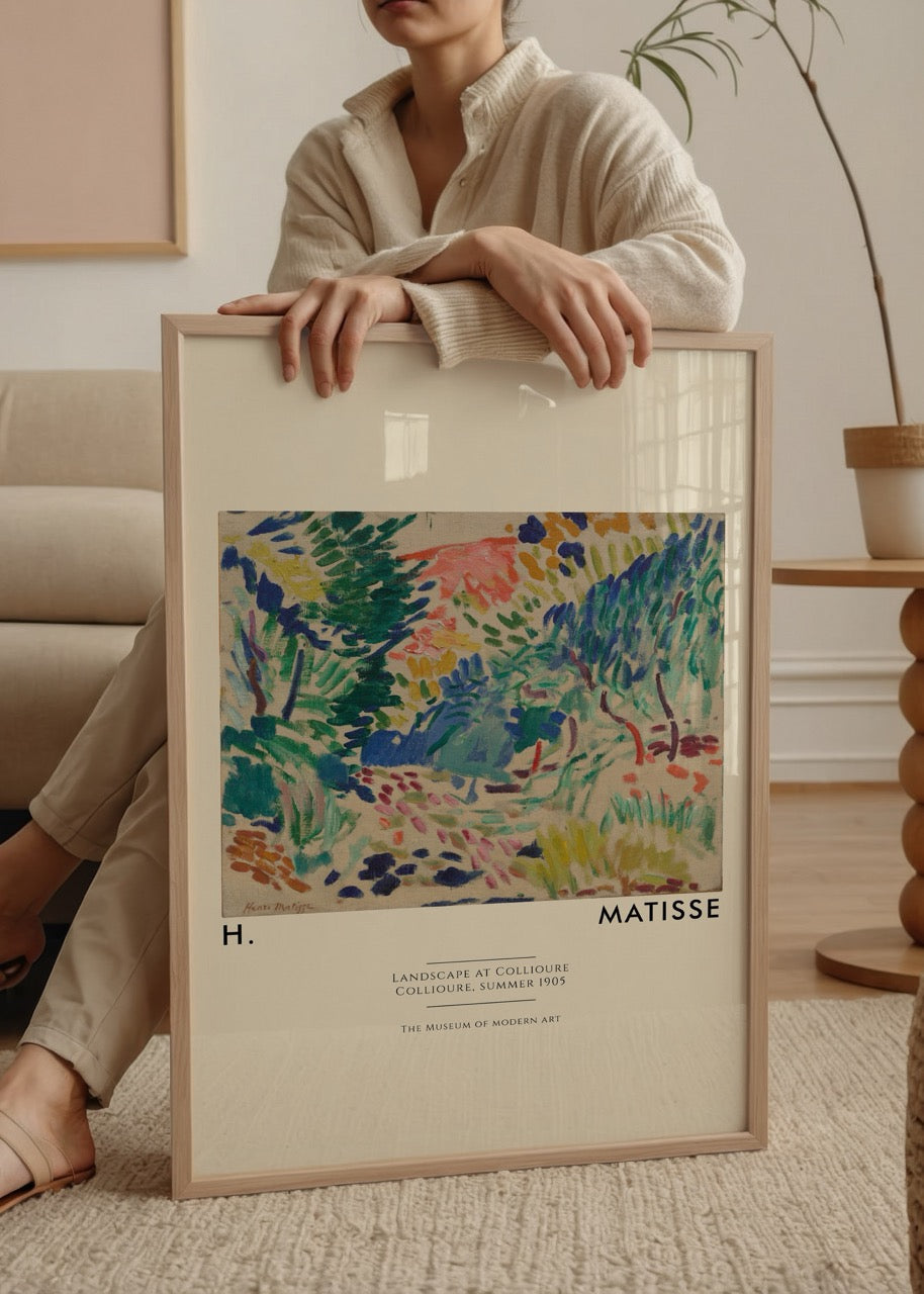 A vibrant coastal landscape artwork featuring lively brushstrokes and colours for decorative wall art.