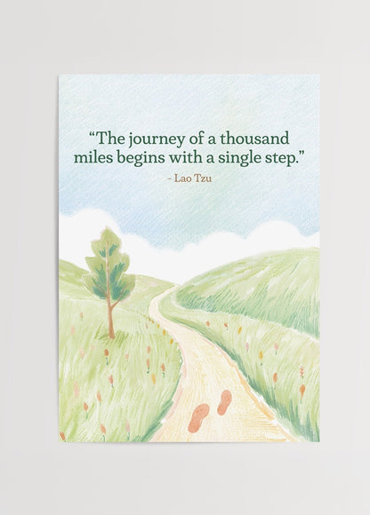 Lao Tzu quote poster featuring a tranquil path and landscape.