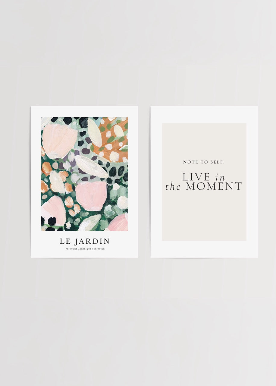 A set of botanical and motivational art prints in soft colours.