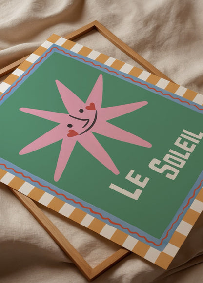 Vibrant sun-themed poster print featuring a playful sun design.