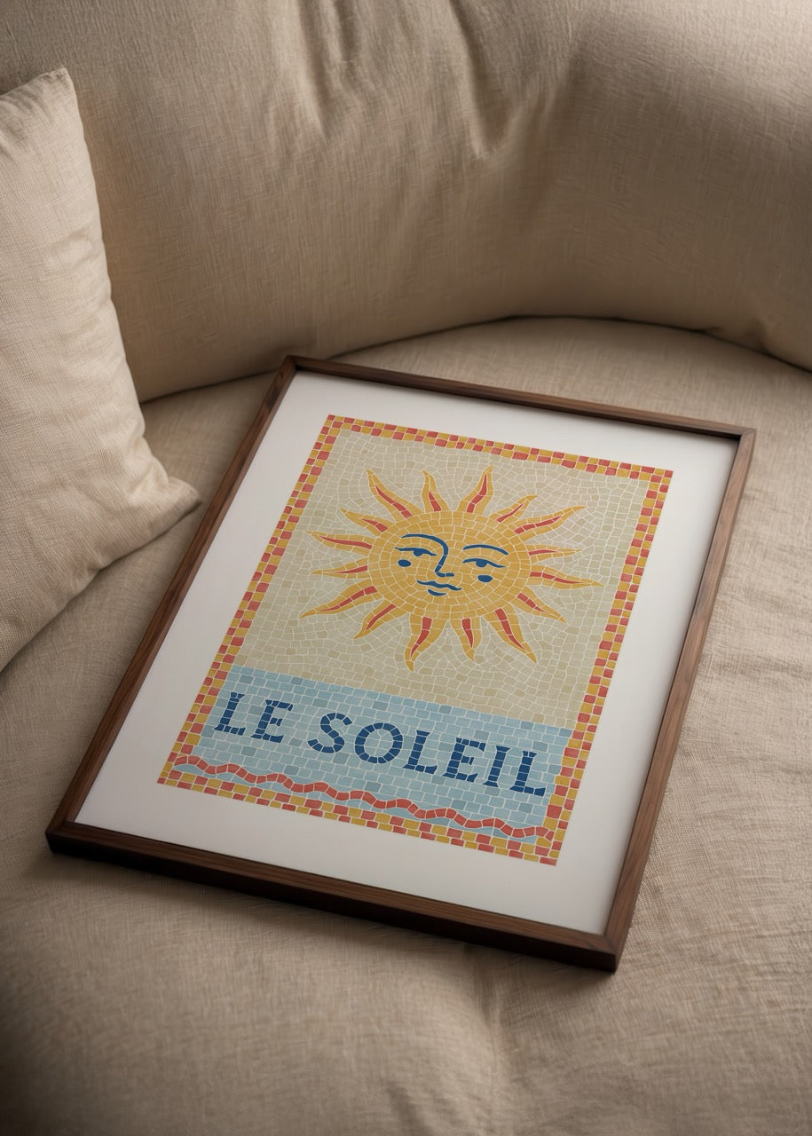 Vibrant mosaic sun wall art titled &