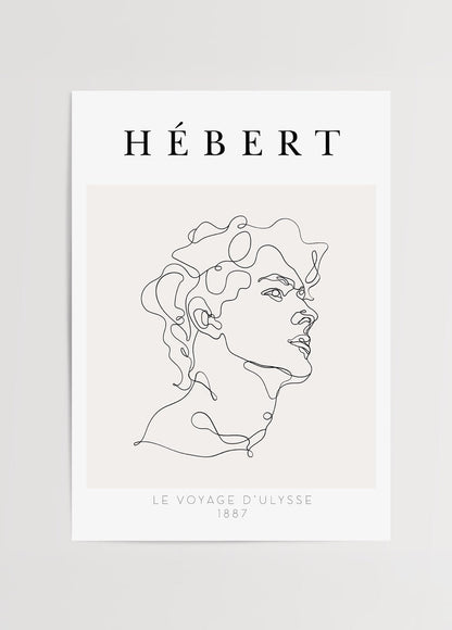 Minimalist line art poster depicting a graceful figure inspired by mythology.