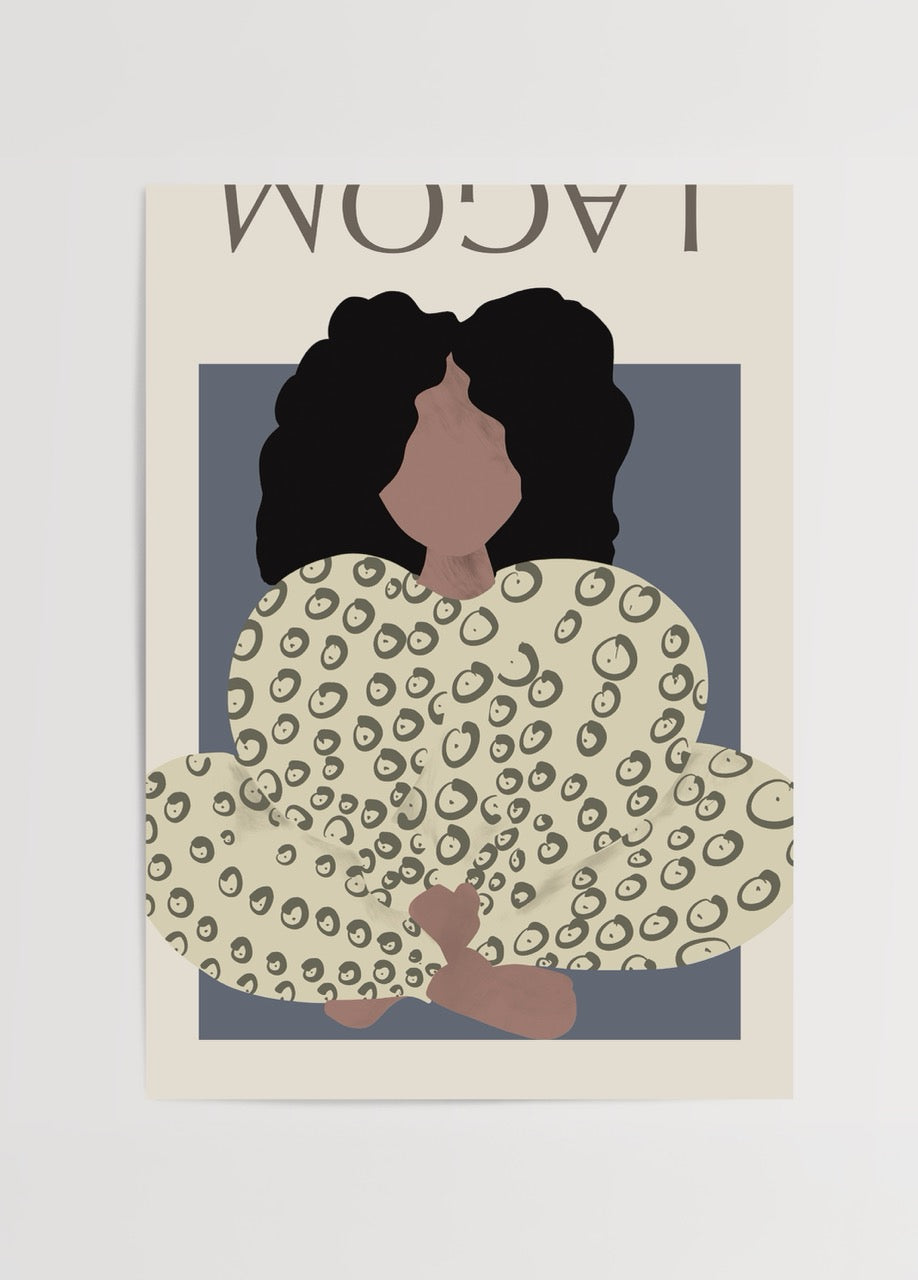Serene illustration of a woman with leopard print outfit