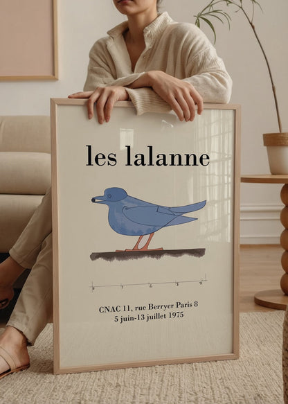 Elegant blue bird illustration poster, perfect for modern interiors.