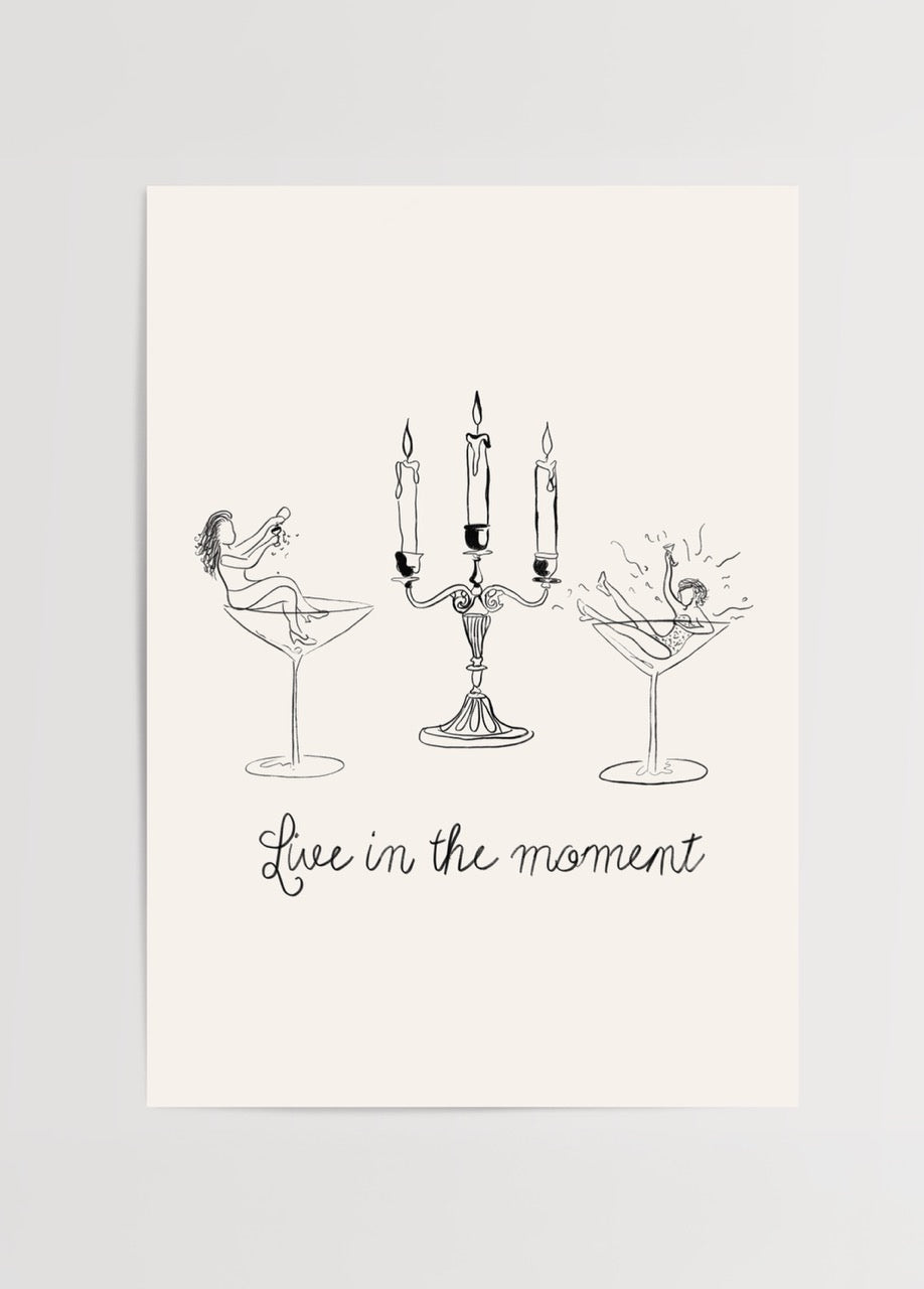 Illustrative poster print featuring playful figures and candles, embodying the theme &